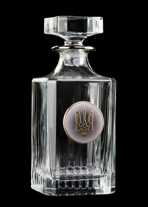 Набір BOSS CRYSTAL для віскі "АРМІЙСЬКИЙ" 4кел+графін , кришталь з платиною зображ. зі срібла - фото №3