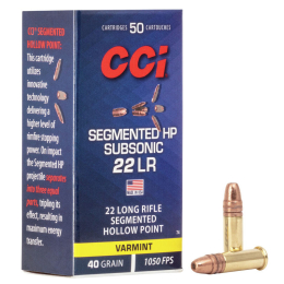 Патрон нарізний CCI 22LR Subsonic Segmented, пуля CPSHP 40GR (2,59 г)
