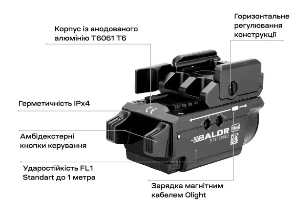 Ліхтар з ЛЦВ Olight Baldr Mini Green Laser Black - фото №14