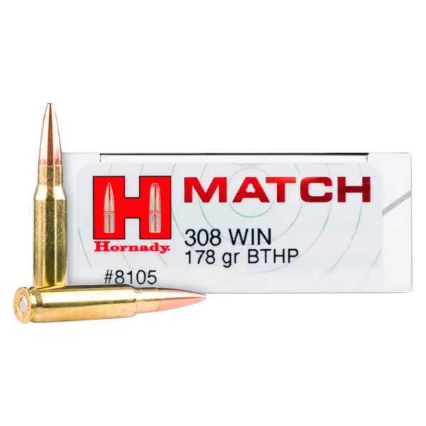 Патрон нарізний 308 WIN (7.62x51) Hornady Match BTHP 178gr 11.53rp - фото