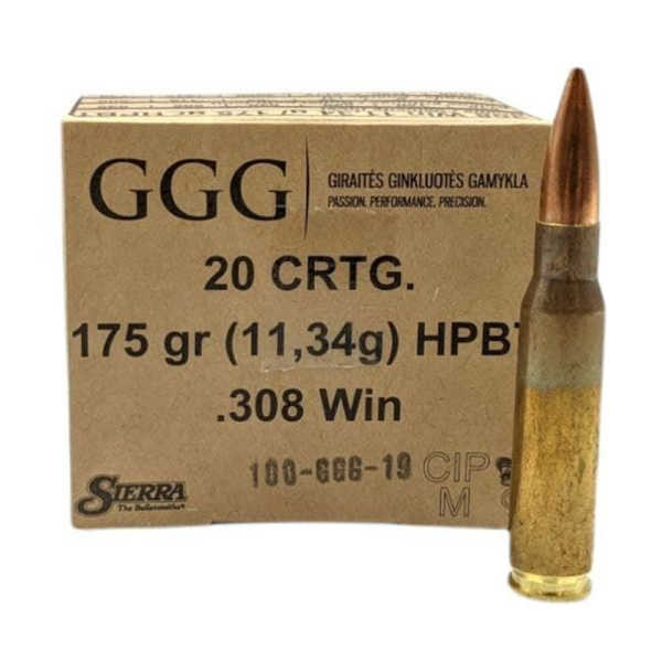 Патрон нарізний 308Win GGG 175g HPBT (11.3r) - фото