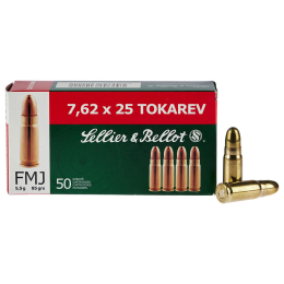 Патрон нарізний 7,62x25 Sellier & Bellot FMJ TOKAREV 5.5g